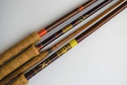 Fishing equipment comprising Swedish Arjon 9' split cane fly rod, Hardy Fibatube 10' with Hardy
