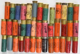 Forty paper cased collectors shotgun cartridges including Hellis The Economist Eley Special