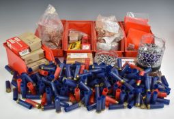 A large collection of Hornady and similar rifle bullets and shotgun cartridge cases including .