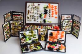 Seven cases/boxes of trout fishing flies including buzzers, nymphs, wet and dry