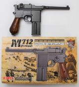 KWC Broomhandle Mauser M712 .177 air pistol with faux wooden grips, serial number 45012801, in