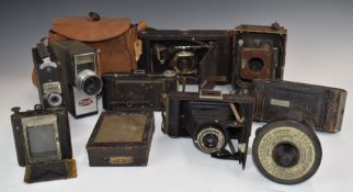 Collectable vintage cameras and accessories to include Salex, Contessa, Kodak and Ensign folding
