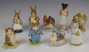 Nine Beswick Beatrix Potter figures to include Pickles and Mr Alderman Ptolomy, tallest 11cm