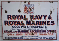 Naval / military / Swansea interest enamel recruitment advertising sign 'Royal Navy & Royal