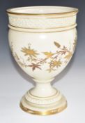Royal Worcester pedestal jardinière with gilt decoration, shape 1316, H23cm