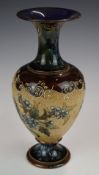Royal Doulton Art Union of London pedestal flared vase with tube lined floral decoration, signed
