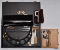 Four various micrometers comprising Moore & Wright 8-9 inch and 0-1 inch examples, Starrett bore