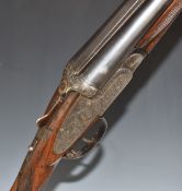 Ebor Premium Grade 12 bore sidelock side by side shotgun with engraved locks, underside trigger