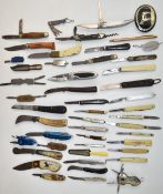 Approximately forty five pocket/folding knives including fruit and souvenir examples etc, longest