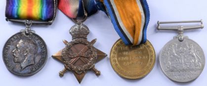 British Army WW1 medal trio comprising 1914/1915 Star, War Medal and Victory Medal, all named to 672