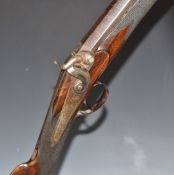 Unnamed 12 bore percussion hammer action sporting gun with engraved lock, hammer, trigger guard