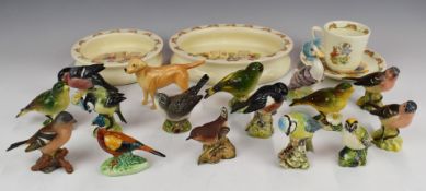 Beswick birds incuding first version whitethroat, Jemima Puddleduck and Royal Doulton Bunnykins