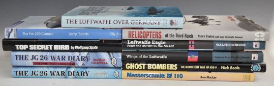 Ten Luftwaffe / Third Reich books including the JG 26 War Diary volumes 1 and 2 by Caldwell, The