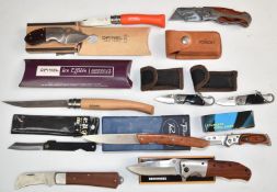 Collection of pocket / folding knives and penknives including Rolson, Le Thiers, Opinel, Browining