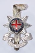 British Army The Royal Sussex Regiment Officer's silvered and enamel cap badge