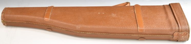 Vintage leather leg of mutton shotgun carry case, 80cm long.