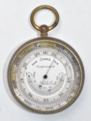 CSA Ltd pocket barometer with curved thermometer to dial and rotating bezel, diameter 5cm