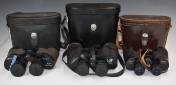 Sixteen pairs of binoculars to include Pentax 7x50, Canon 7x50 and 7x35, Swift 10x50 and 8x40,
