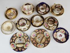 Collection of 19thC tea ware including Coalport, Spode, Hilditch, Daniels etc
