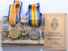 British Army WW1 medal pair War Medal and Victory Medal named to 9-6761 Pte JT Higgs Durham Light