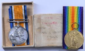 British Army WW1 medal pair comprising War Medal and Victory Medal named to 203772 Pte R