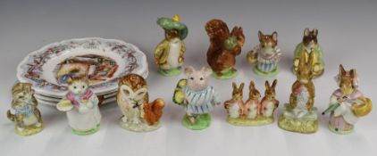 Eleven Beswick Beatrix Potter figures to include Little Pig Robinson and Mrs Tittlemouse, both