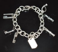 Gucci silver charm bracelet with Gucci charms including silver