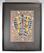 Janbal Aboriginal watercolour and gouache study of a turtle, signed lower right 29 x 22cm, in