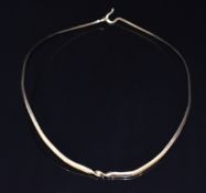 A 9ct gold choker necklace with matching earrings (one damaged), 15g