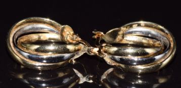 A pair of 14k bi-coloured gold earrings, 3.4g