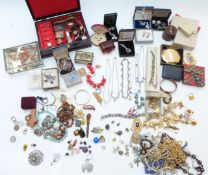A collection of costume jewellery including Exquisite, glass beaded necklaces, brooches,