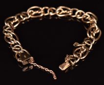 A 9ct gold bracelet made up of knotted and oval links, 11.3g, 20cm long