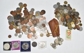 An amateur collection of world coinage with small silver content, together with UK coinage, George