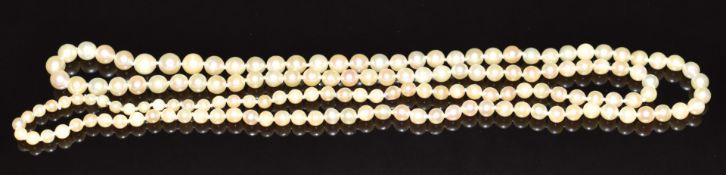 A single strand of cultured pearls, 41.2g, 90cm