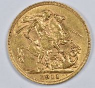 1911 George V gold full sovereign