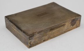 Elizabeth II hallmarked silver cigarette box, London 1957, maker S J Rose & Son, width 16.5cm