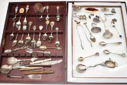 Hallmarked silver continental and American silver spoons, napkin ring marked silver, hallmarked