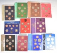 Royal Mint coinage of Great Britain and Northern Ireland proof coin sets in perspex cases, 1972-1982
