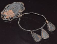 A c1830 Berlin Ironwork/ Silesian wirework brooch, 8.4g, 4.5 x 10cm