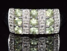 A 9ct white gold ring set with quartz and diamonds, 3.9g, size U