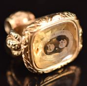 Victorian intaglio seal/ fob set with carved citrine 'Spero Meliora' which translates to 'I aspire