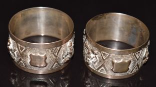Pair of Burmese silver napkin rings