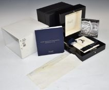Piaget Emperador Coussin wristwatch box with fitted interior, unused Piaget leather strap, silver '