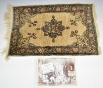Turkish silk kayseri rug with certificate, 39 x 63cm