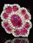 A 9ct gold ring set with rubies and diamonds, 4.5g, size T