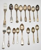 Georgian and later hallmarked silver cutlery to include fiddle pattern, King's pattern and bright