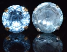 Two 9ct gold rings set with blue topaz, 13.4g, sizes M & R