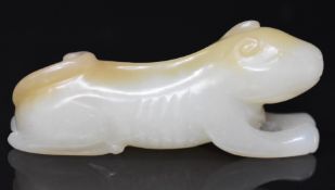 19thC / 20thC jade figure of a recumbent tiger, L2.5 x H5.8cm