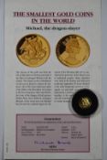 1994 MDM miniature gold coin 'Michael the Dragon Slayer', with certificate, 1.55g