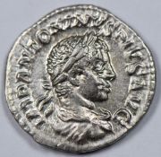 Roman Imperial, AR Denarius of Elegabalus, Victoria AVG reverse, EF